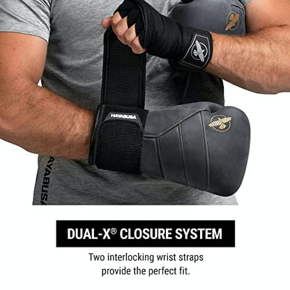 Hayabusa T3 LX Leather Boxing Gloves | Leather Boxing Gloves, Training Gloves Men and Women, Sparring Gloves, Heavy Bag Gloves, 16oz Boxing Gloves, Muay Thai Gloves - color: Obsidian/Gold, size: 12oz