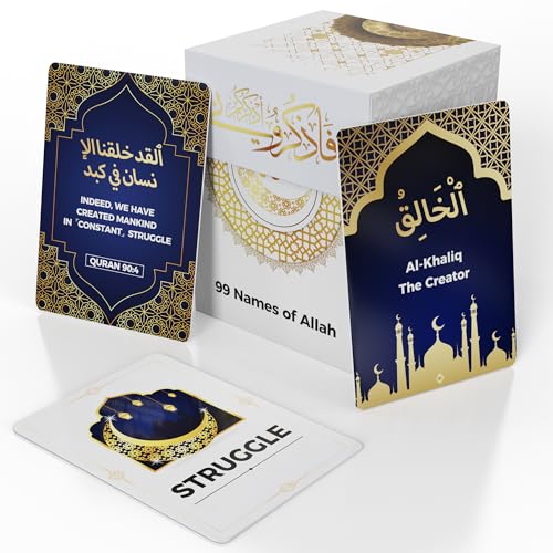 30 Days of Barakah Islamic Affirmation Cards & 99 Names of Allah Deck Dual Language Quranic Verses, Spiritual Cards for Encouragin & Learning Gift for Meditation, Ramadan, Eid, Daily Inspiration
