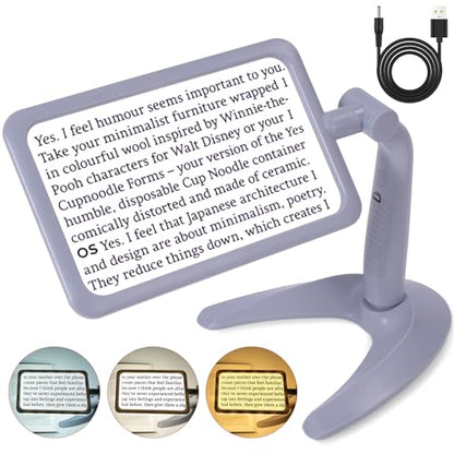 2.5X Magnifying Glass with Light and Stand, Full-Page Desktop Handheld Magnifying Glass with 48 Light for Reading Books Close Work, Powered by USB or Battery - style: 2.5X
