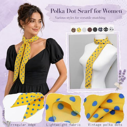 Polka Dot Scarf for Women, Chiffon Womens Scarves for Travel Date - color: Yellow