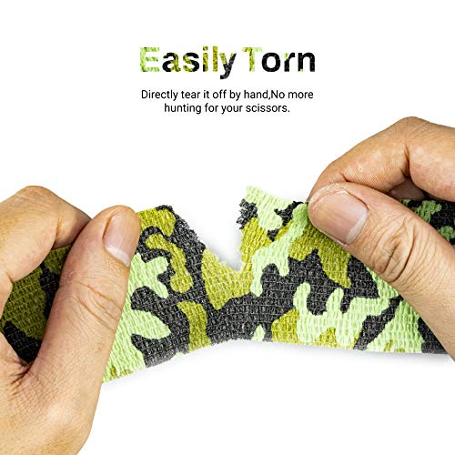 FRESINIDER 9 Rolls Self Adhesive Wrap Athletic Tape Gauze, Breathable Elastic Cohesive Bandage for Sports Injury & Pet (7 Pcs 2" x 5 Yards + 2 Pcs 1" X 5 Yards) (Land Camo) - color: Land Camo