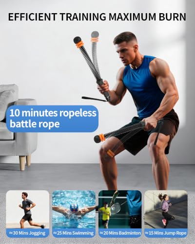 Weighted Ropeless Battle Ropes, Adjustable Resistance & Portable Cordless | Non-Slip Handle, Storage Bag Included, for HIIT Low-Impact Training, Full Body Strength Home Gym Equipment for Men Women