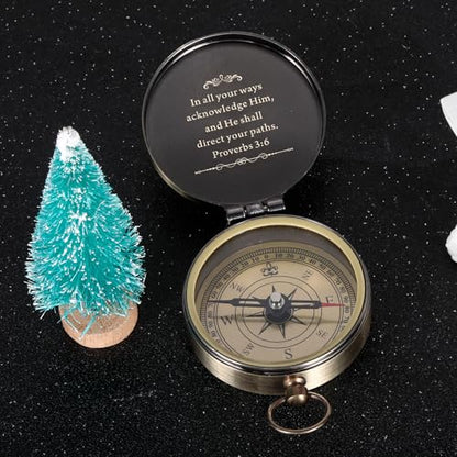 Baptism Gifts for Boys Men - Engraved Compass Christian Gifts for Men, Religious Catholic Compass Gift for Man Boys Baptism & First Communion & Confirmation, Pocket Compasses Engraved with Bible Verse