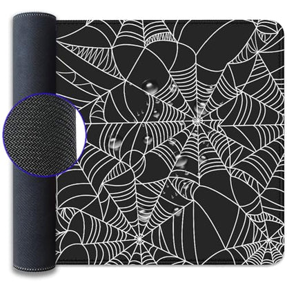 Black Spider Web Desk Pad Mouse Pad,Large Gaming Mouse Mat with Stitched Edges,Non-Slip Waterproof Rubber Base Mousepad for Office Work Home Desk Mat(27.5X11.8 in) - color: Spider Web White