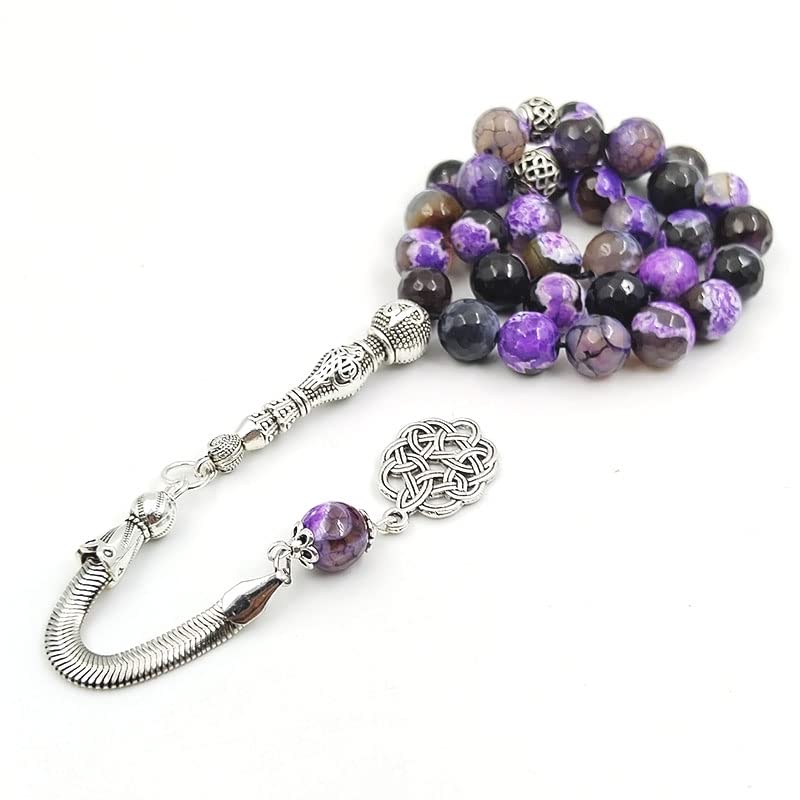 ALBASHAN Prayer Beads Purple Agate Tasbih Rosary Muslim Turkish Accessories Hand 10mm 33 45 51 66 99 100 Beads Bracelet Arabian - size: 10mmx51beads