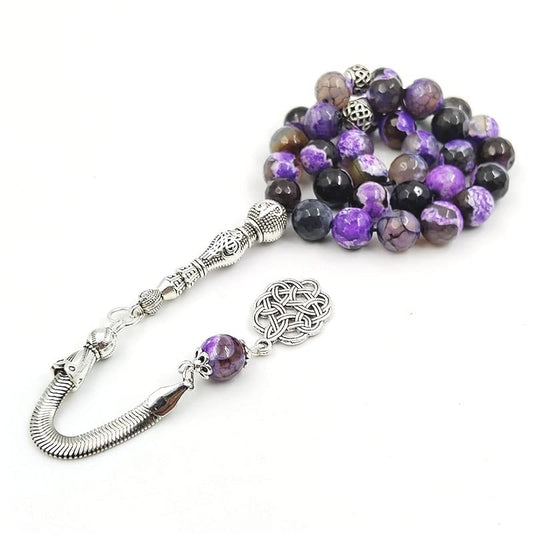ALBASHAN Prayer Beads Purple Agate Tasbih Rosary Muslim Turkish Accessories Hand 10mm 33 45 51 66 99 100 Beads Bracelet Arabian - size: 10mmx51beads