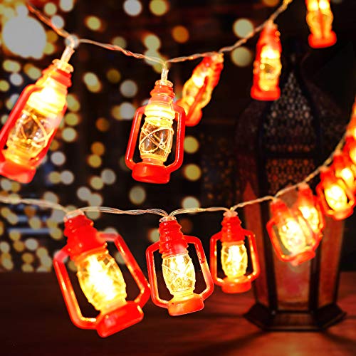AceList 30 LED Red Lantern String Lights for Bedroom Patio Garden Holiday Home Indoor Decorations, Mini Kerosene Lights String (Warm White Light) - color: Red, size: 30 Lamp