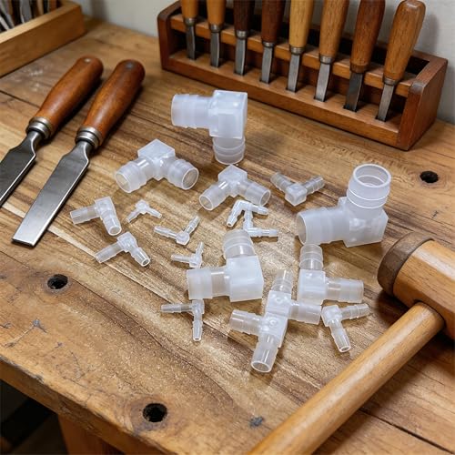 Quickun 5/8" Hose Barb 90 Degree Elbow L Fitting, Plastic 2 Way Equal Barbed Joint Splicer Mender Union Adapter Hose Fitting (Pack of 2) - size: 5/8" (2Pcs)