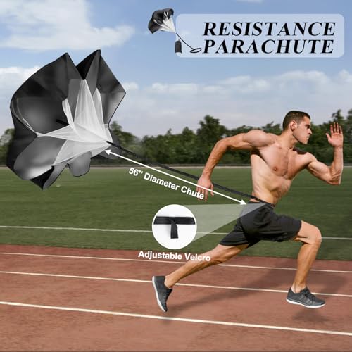Soccer Training Equipment Set, 20 Feet 12 Rungs Pro Speed & Agility Ladder, Resistance Parachute, Jump Rope, 5 Resistance Bands with Carrying Bag