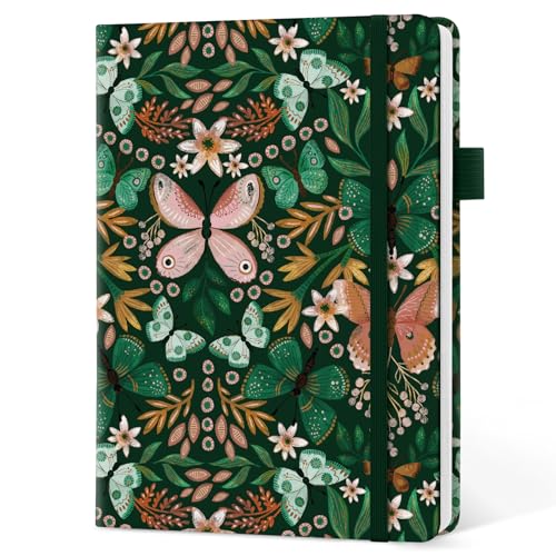 Taja Blank Journal Notebook for Women & Men, Hardcover Leather Journal for Writing, Sketch Book, A5 Plain Paper Notebook for Drawing & Sketching, Perfect for Office School Home Supplies, Butterfly - color: C-Butterfly, style: D - Blank
