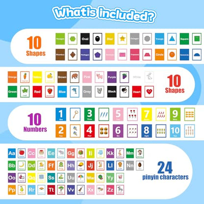 Toddler Learning Flash Cards, 60 PCS Double Sides Flashcards for Alphabets, Numbers, Colors, Shapes, Sight Words, Baby Cognitive Flashcards for Kids, Preschool Kindergarten Learning Activities - style: Alphabet Learning Cards