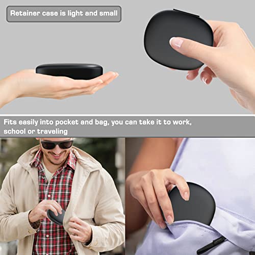 BVN 2PCS Retainer Case Denture Case - Slim Orthodontic Dental Case for Mouth Guard, Teeth Aligner & Night Guard - Black Storage Holder