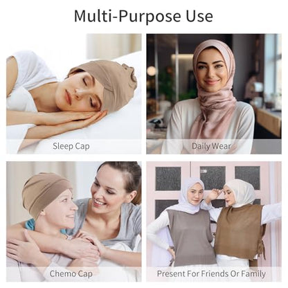 3PCS Hijab Undercap for Women, Muslim Inner Hijab Caps, Chemo Head Scarf Beanie Skull Cover Cap for Women Hair Loss - color: 1