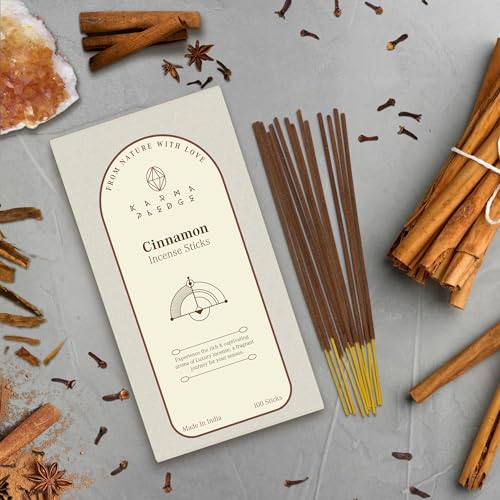 KarmaPledge Cinnamon Incense Sticks, Burn Time 45-60 Min, 100 Sticks - color: Cinnamon, size: 100 Hand Dipped Sticks