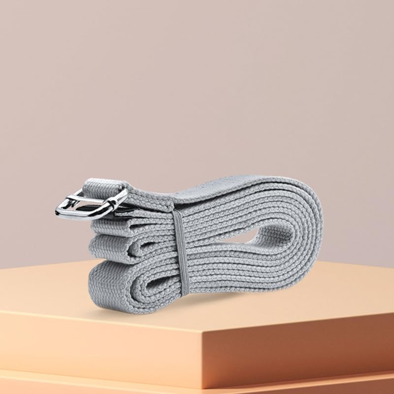 Professional Cotton Yoga Strap (2.5cm Width) – Thickened Non-Slip Stretching Belt for Yoga, Pilates, Rehab & Flexibility Training - color: grey