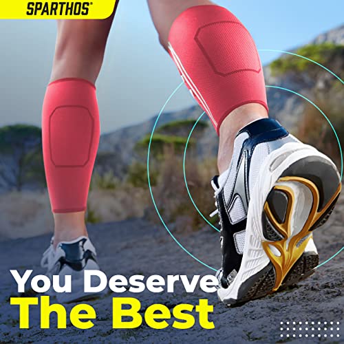 Sparthos Calf Compression Sleeves, Shin Splint Relief Men, Women - Pink-M | Leg Compression Sleeves (1 Pair), Varicose Veins, Pain & Cramp Recovery, Air Travel, Nurses, Maternity, Running, Soccer - color: Flamingo Pink