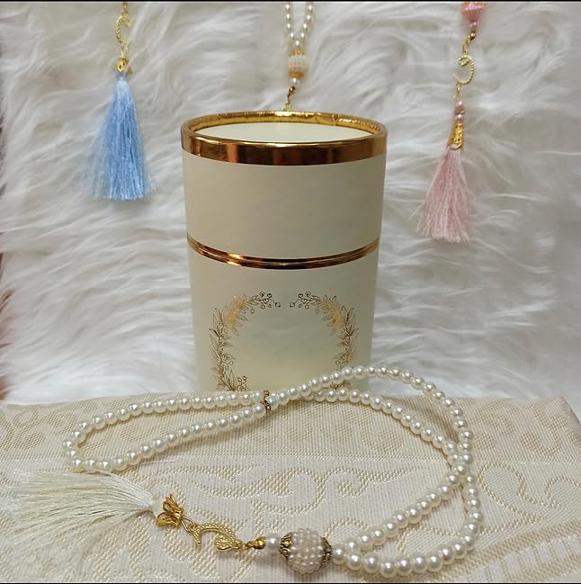 Muslim Prayer Rug Prayer Beads Set Gift Box - Beautiful Multipurpose for Ramadan, Eid, Hajj, Ramzan Mubarak, Allah Unbreakable Islam Bead Praying Counter Islam (Burgundy), Large - color: Burgundy
