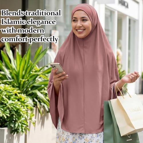 Ababalaya Women's Elegant Modest Muslim Islamic Ramadan Soft Lightweight Jersey Hijab Long Scarf - color: Darkpink, size: Large