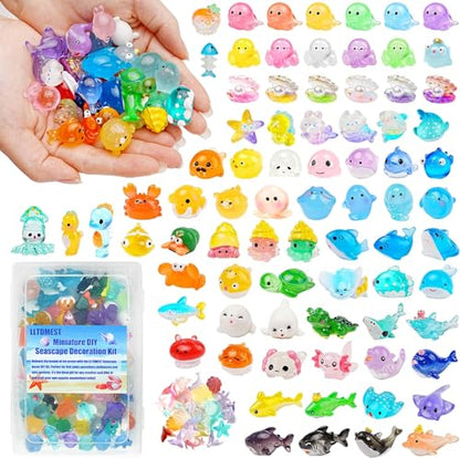 100+pcs Ocean Mini Resin Animals 78 Styles Tiny Sea Resin Animals Figurines Miniature Little Plastic Animal for Garden Micro Landscape DIY Fish Tank Aquarium Potted Gift Dollhouse Décor