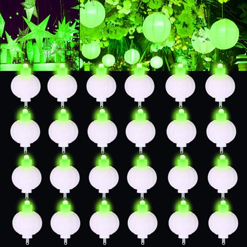 24 Pack Mini LED Lantern Lights - Battery Operated Small Lights for Paper Lanterns, Perfect for Party, Birthday, Wedding, Halloween, Christmas Decorations (Green) - color: Green