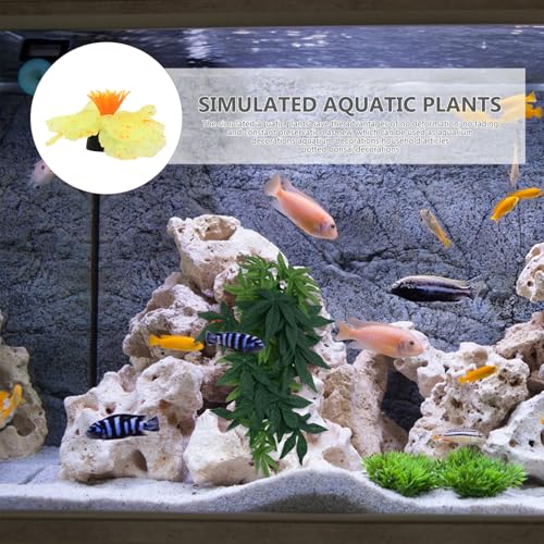 Artificial Water Grass Aquarium Decor Silicone Fish Tank Plant Ornament Lifelike Aquatic Landscape Decoration Lightweight Yellow Micro Landscape for Betta Fish and Aquariums