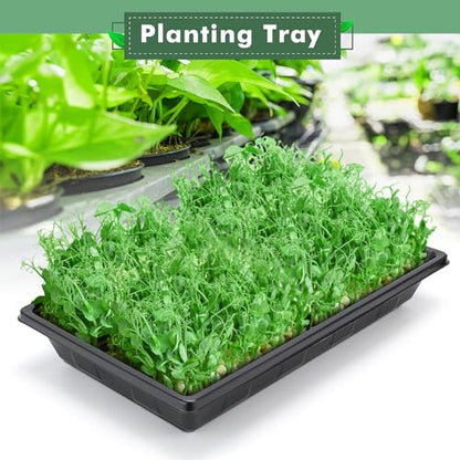 Sckee Upgraded 10 Pack Plant Growing Trays Seed Starting Tray Microgreens Growing Trays Seedling Plant Germination Starter Tray Transplant Fodder Flats, No Holes, No Leakage, Reusable (1017) - size: 1017