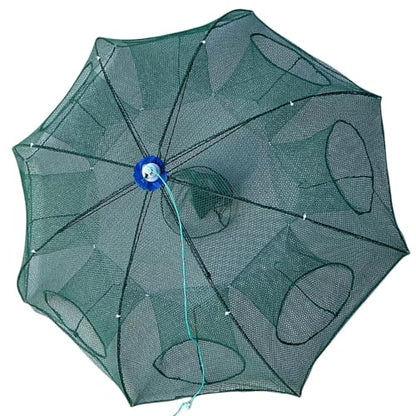 6/8/10/12 Holes Umbrella Fishing Net Cage Shrimp Fish Trap Foldable Fishing Baits Trap Crawfishes Trap Cast Net Cage - size: 8 holes