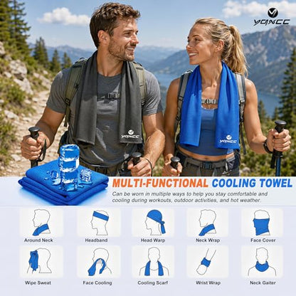 YQXCC 4 Pack Cooling Towels 40"x12", Cool Ice Towels for Neck & Face | Cooling Neck Wraps, Soft Breathable Microfiber Chilly Towels, Ideal for Gym, Yoga, Golf, Running, Camping & Hot Weather - color: 4 Dark Gray