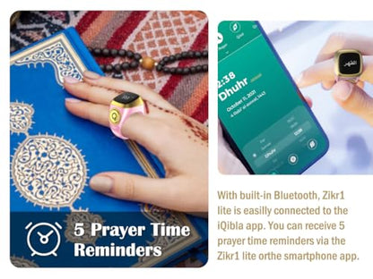 Smart Ring Counter, Smart Tasbih Zikr Ring, Muslim Islamic Prayer Smart Rings, Tasbih Counter Smart Ring, Tasbeeh Smart Counter, Digital Electronic Smart Tally Counter for Prayer (Pink,18MM)