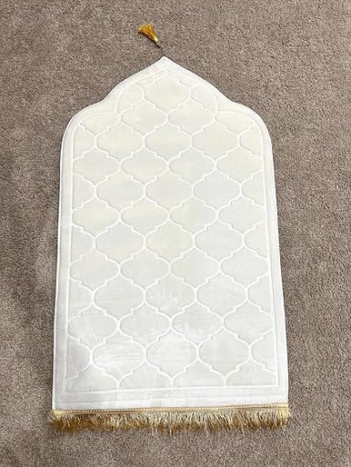 Soft Thick Prayer Rug Mat - Anti-Slip Bottom, Tassel Design, Plush Comfort, Hot Melt Embossing Durable Beautiful Allah Muslim Durable Ramzan Eid Hajj (Hunter Green, 45x26) - color: Hunter Green