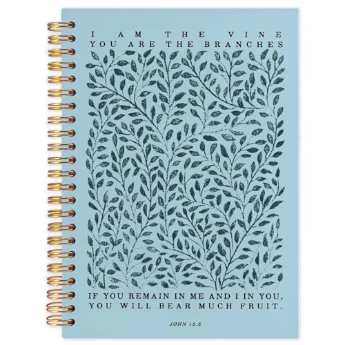 Likjad Christian Spiral Notebook Journal 5.5x8.3, Botanical Bible Scripture Journals for Writing, Religious Christian Gifts for Women, Bible Verse Hardcover Notebooks for Note Taking（Blue - color: Botanical Bible Three