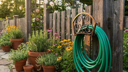 GOFORWILD Decorative Garden Hose Holder Holds 125-Feet of 5/8-Inch Hose | Hose Butler Sturdy Water Hose Rack, Durable Wall Hose Hanger Made of Gauge Steel Rust Resistant