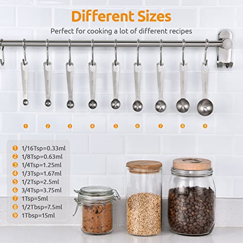 U-Taste 228.2℉ Heat Resistant 1.5 oz Angled Turkey Baster for Cooking Basting Meat (Orange), and 18/8 Stainless Steel Measuring Spoons Set of 9 for Dry and Liquid Ingredients