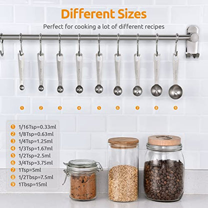 U-Taste 228.2℉ Heat Resistant 1.5 oz Angled Turkey Baster for Cooking Basting Meat (Orange), and 18/8 Stainless Steel Measuring Spoons Set of 9 for Dry and Liquid Ingredients