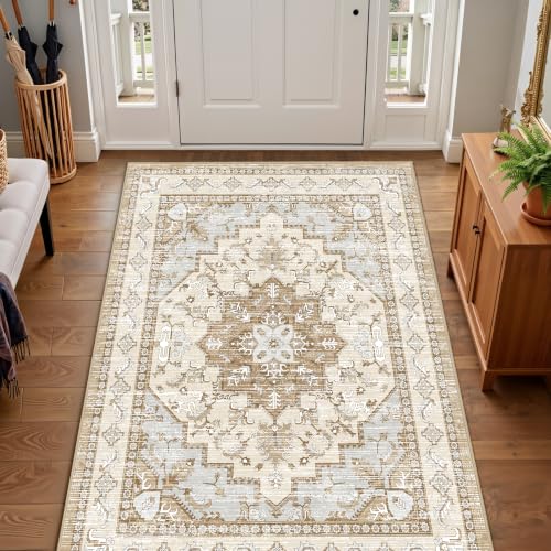 Area Rugs 3x5 Washable Non-Slip Boho Indoor Carpets, Beige Tan - color: Beige Tan, size: 3' x 5' (Rectangular)