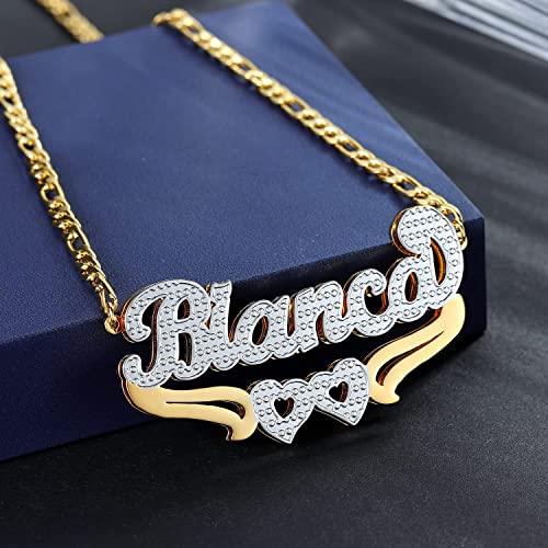 Custom Name Necklace Double Plated Name Necklace Personalized Name Plate Necklaces Name Necklaces for Women 18k Gold Plated Nameplate Pendant - color: Style 1544