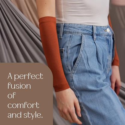 Modest Arm Cover | Jersey Arm Cover | Modest Sleeve Covering for Muslim Women - color: Burnt Orange