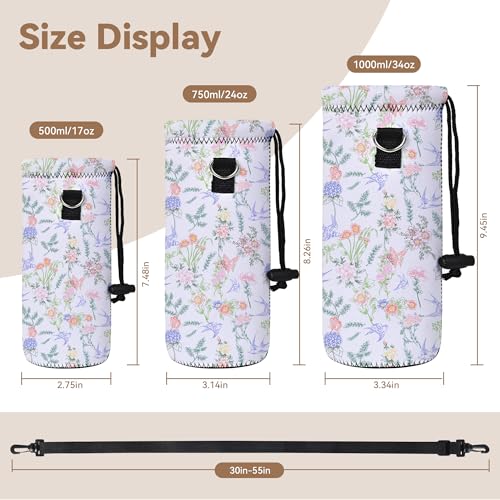 Neoprene Water Bottle Carrier Bag with Adjustable Shoulder Strap,Insulated Water Bottle Cover for Stainless Steel/Glass/Plastic Bottles - color: BC55, size: 500ml