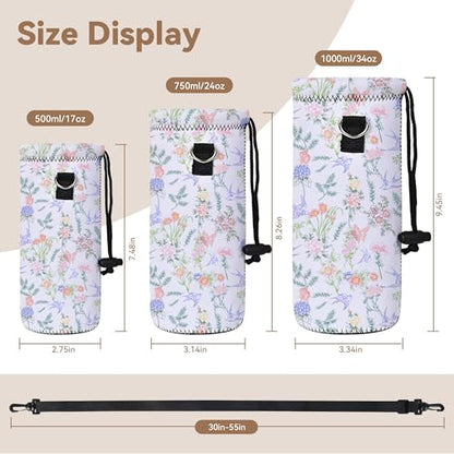 Neoprene Water Bottle Carrier Bag with Adjustable Shoulder Strap,Insulated Water Bottle Cover for Stainless Steel/Glass/Plastic Bottles - color: BC55, size: 500ml