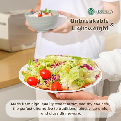 Homienly 40 PCS Wheat Straw Plates and Bowls Sets, Cups Sets, Service for 8, Unbreakable Microwave and Dishwasher Safe Dinnerware Sets,Reusbale Plastic Dishes Set - Island, Matte - color: Island Matte, size: 40 PCS