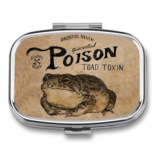 Metal 2 Compartment Pill Organizer Travel Friendly Portable Compact Pill Box Cute Pill Case to Hold Vitamins,Fish Oil,Supplements,Meds,Tablet for Purse,Pocket. (Poison Frog) - color: Poison Frog