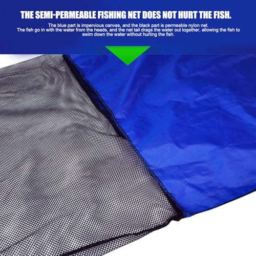 Dioche Sock Net Koi Aquarium Soft Fishing Net - Large Koi Transfer Mesh Basket for Safe Fish Transfers - Nonslip Handle - Portable and Durable for Medium to Large Fish - size: Diameter 35CM, handle 50CM