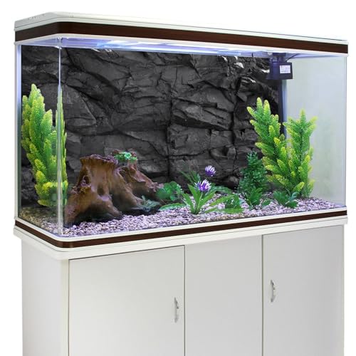 AWERT 24x12 inches Stone Aquarium Background Black Rock Fish Tank Background Rocky Terrarium Background Vinyl, 24x12in60x30cm
