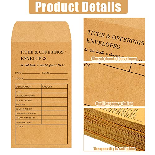 Church Supplies Tithe and Offering Envelope Kraft Offering Tithe Envelopes for Religious Church (500 Pieces)