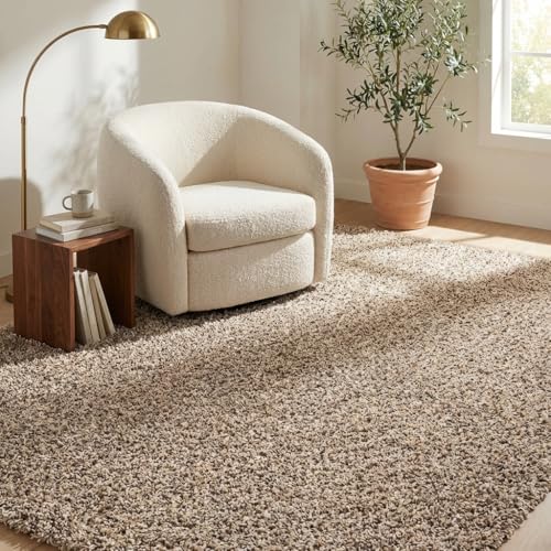 Unique Loom Solid Shag Collection Area Rug (4' 1" x 6' 1" Rectangle, Taupe) - color: Taupe, size: 4'1" x 6'1" (Rectangular)