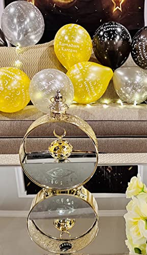 Eid Mubarak Islamic Metal Lamp Islamic Lamp, Eid ul Fitr Hanging Lantern Glass and Metal Lantern 14"X10" (Lantern) - color: Lantern