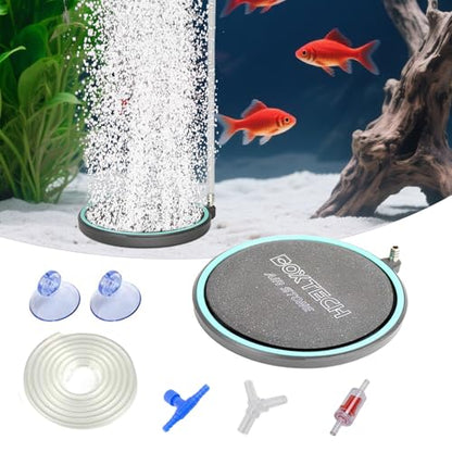 3.2" Aquarium Air Stone, Quiet Nano Bubbles Kit | Nano bubbles max oxygen, quiet for betta/shrimp. Durable ceramic+ABS, anti-clog. Full kit with valve. Fits 5-30gal - size: 3.2 inch