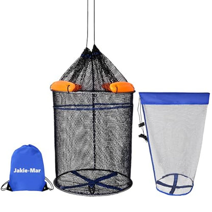 Extra Large Foldable Floating Fish Basket Live Fish Basket for Kayak Fishing Multi-Purpose Fishing Basket with Rubber Coated & Nylon Netting 2 - size: 16*20 inch, 16*24 inch