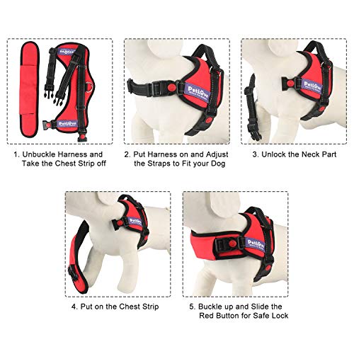 PetLove Dog Harness, Adjustable Soft Leash Padded No Pull Dog Harness for Small Medium Large Dogs, Red - color: Red, size: XXS