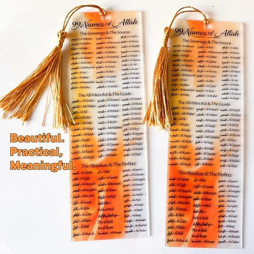 24 pcs Acrylic 99 Names of Allah Bookmark Arabic English Bilingual Islamic Bookmarks Ramadan Eid Gifts Bulk for Women Quran Learning Reflecting on The Names of Allah - style: Acrylic-24